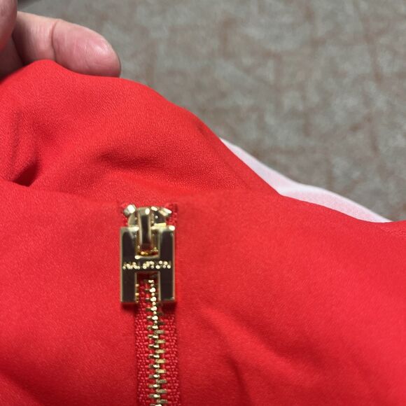 HALSTON Vintage Women's Tunic Top Front Zipper Long Sleeve Red Size Large - Picture 6 of 8